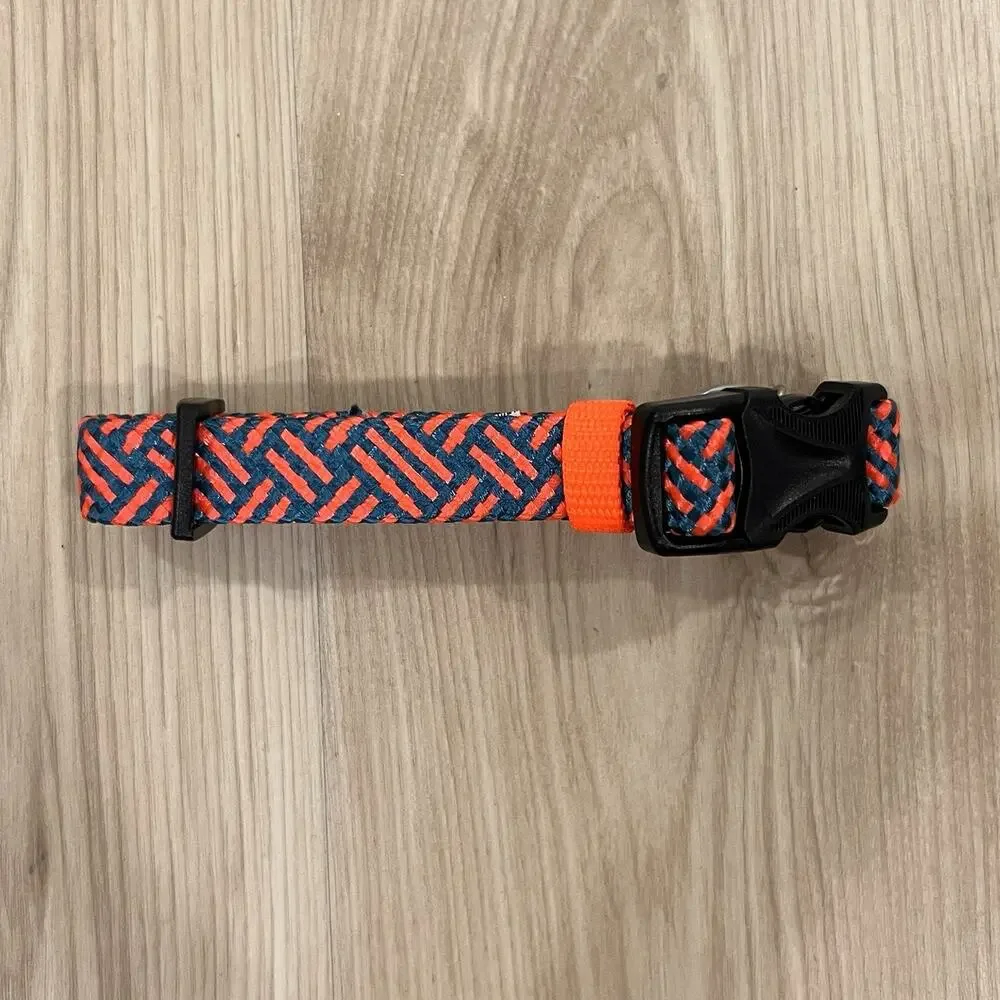 SMALL Dog Puppy Collar Reflective Paracord Unisex Orange Blue Arcadia Trail Neon